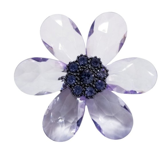 Extra Large Womens Purple Teardrop Crystal Flower Stretch Fashion Cocktail Ring - Picture 9 of 12